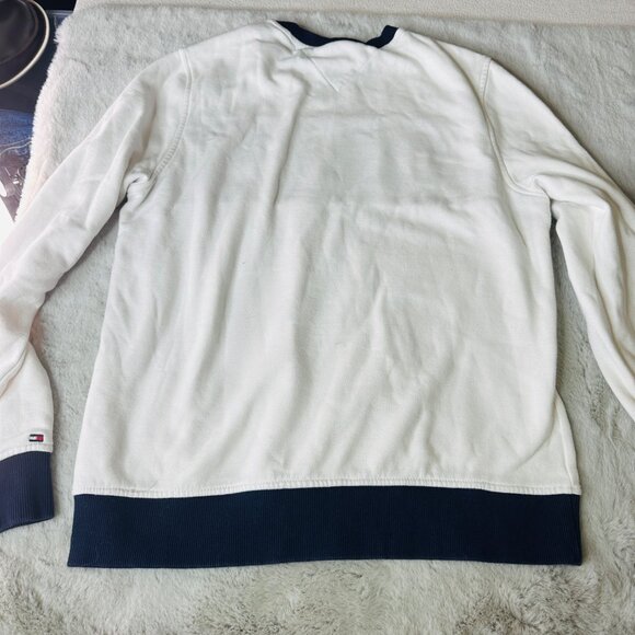 Tommy Hilfiger Colorblock Sweatshirt XS Cotton/Polyester White Red Navy - Picture 7 of 8